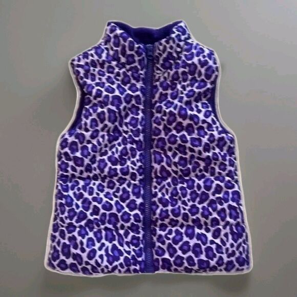 The Children's Place Girls Size XS 4 Purple  Animal Print Leopard Vest - Picture 1 of 3